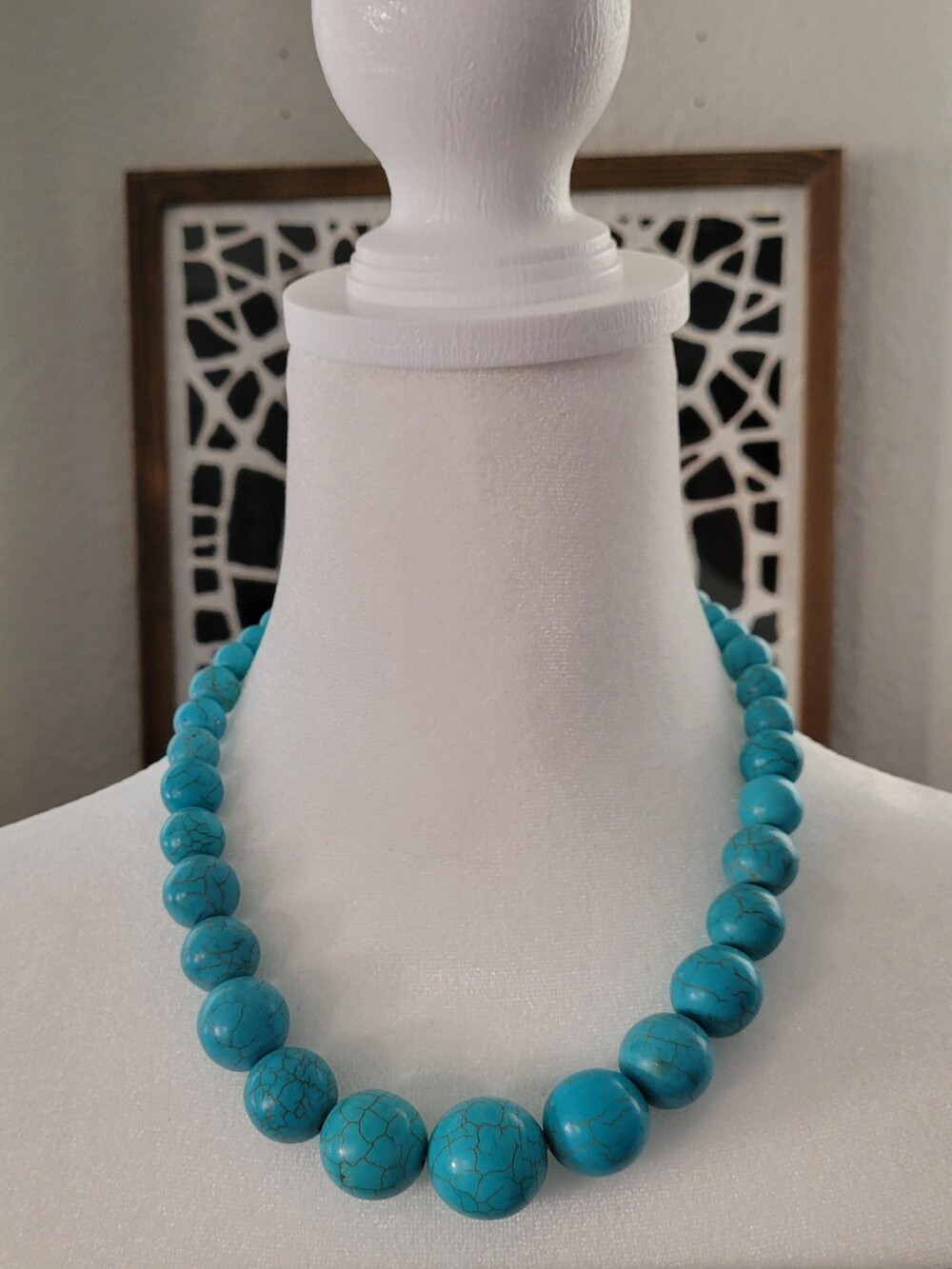 Turquoise Bead Necklace - Vibrant Blue Statement Necklace